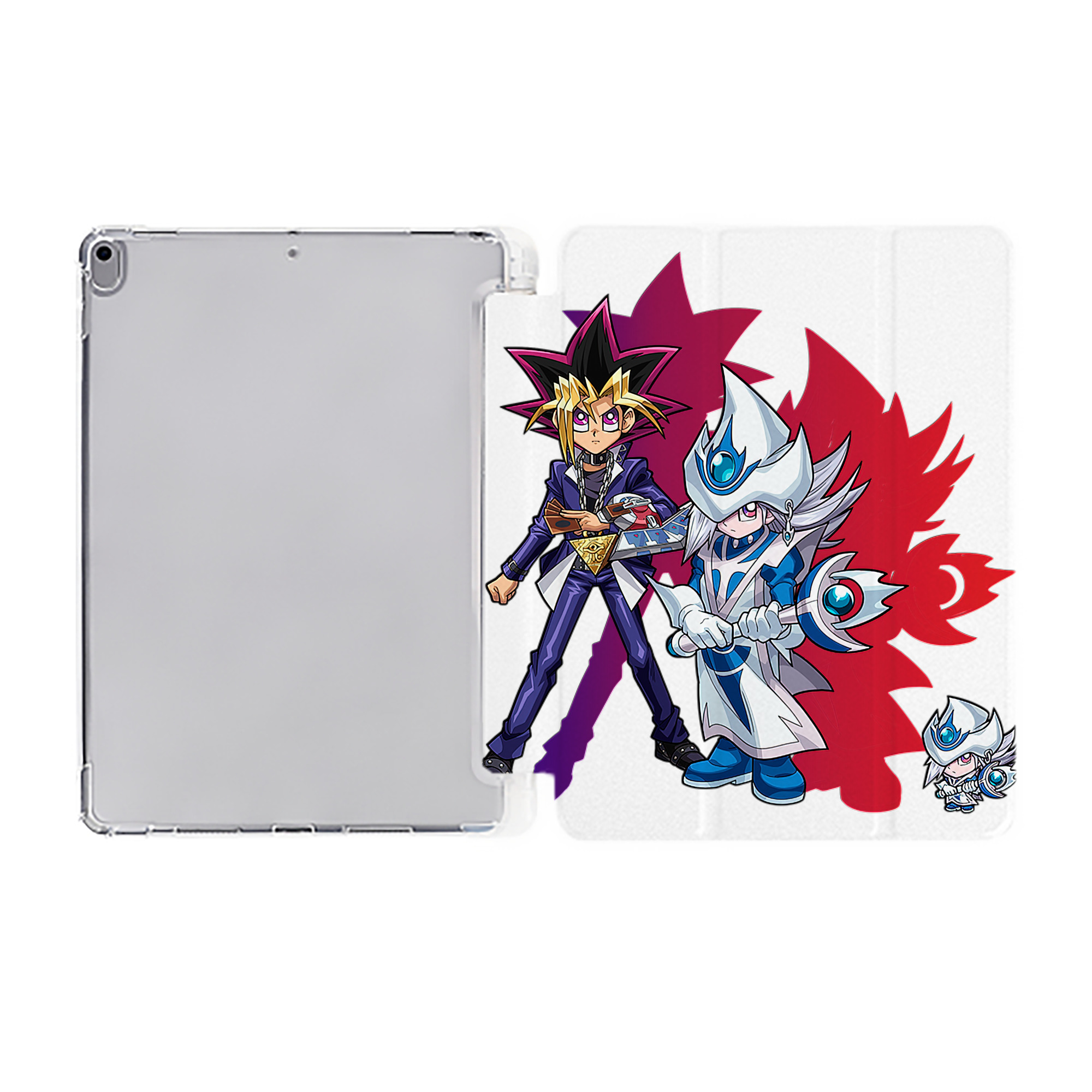（画像用） 遊☆戯☆王 Yu-Gi-Oh! IPad ケース ペン収納付き 三つ折りスタンド PUレザー×シリコン 対応機種9.5/10.5/10.9インチ
